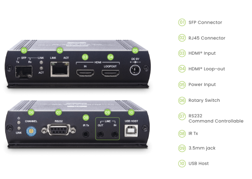 Preview: 4K + 1080p HDMI + USB 2.0 + Audio + RS232 + IR HDMI KVM-Extender Set, SC&T HKM01-4K